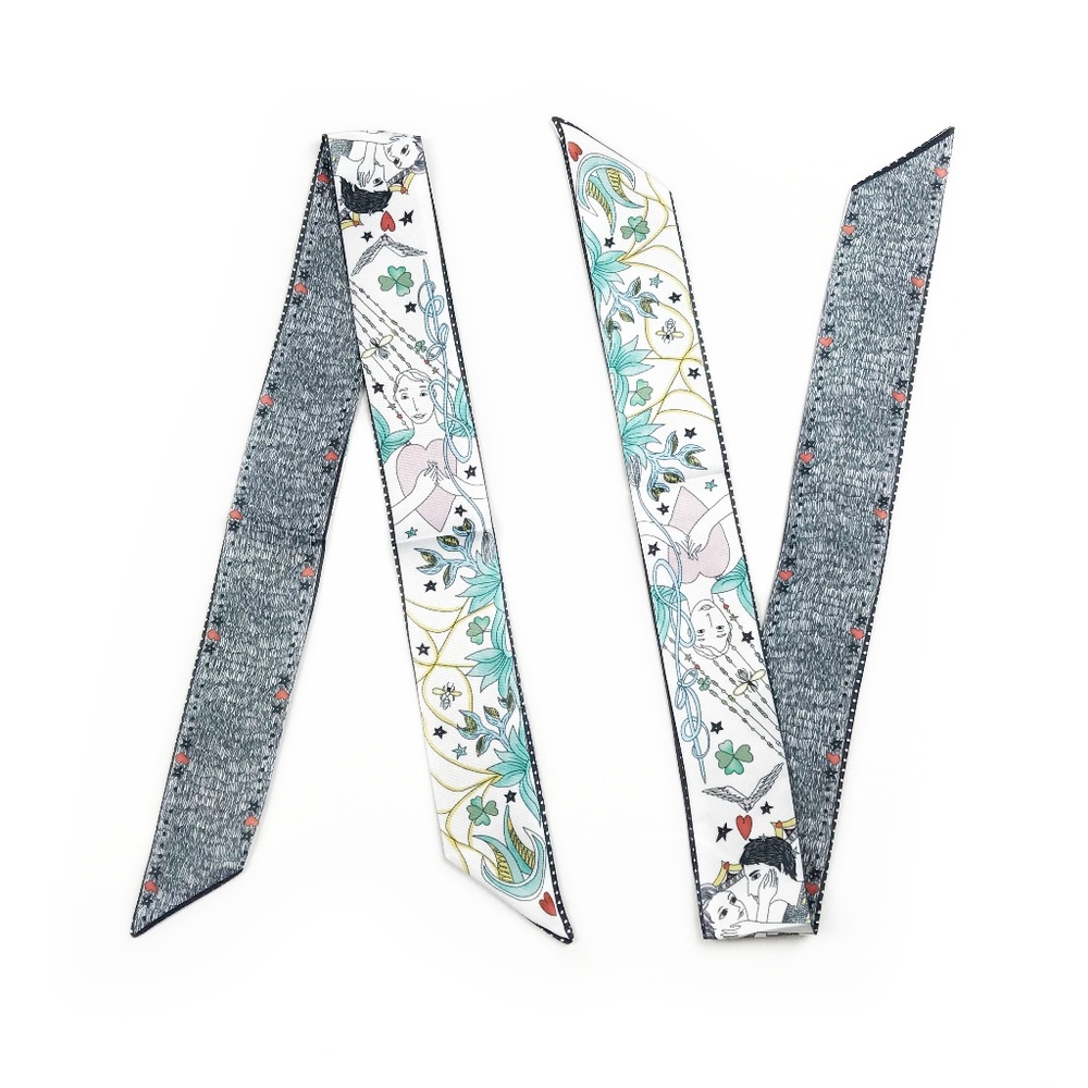 2 Twilly Scarves - Handbag Purse Twilly Scarf Pair